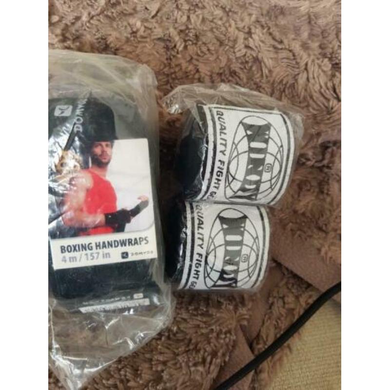 Windy Classic wit leer bokshandschoenen incl boxing handwrap