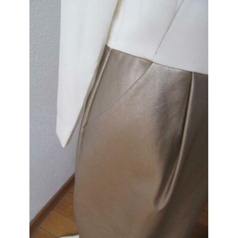 W15 jurk K-DESIGN ivoor wit licht brons imitatie leer mt 38