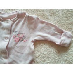 2x boxpakje / pyjamapakje roze/wit poesjes maat 50-56