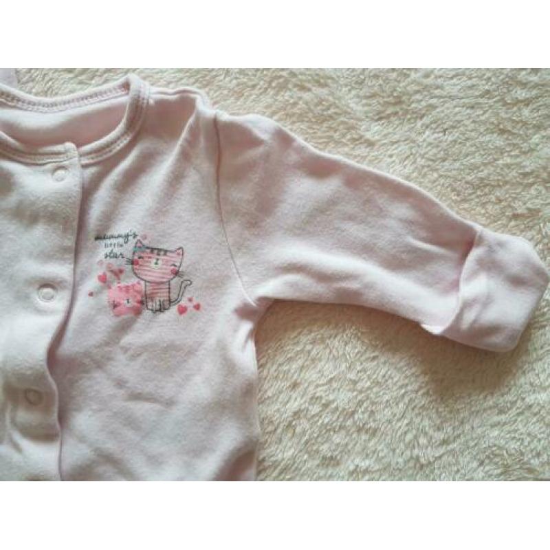 2x boxpakje / pyjamapakje roze/wit poesjes maat 50-56