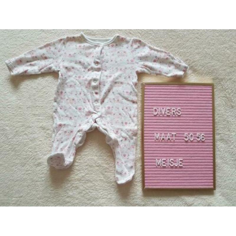 2x boxpakje / pyjamapakje roze/wit poesjes maat 50-56