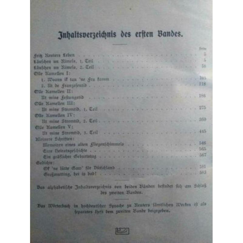 Samtliche werke von Fritz Reuter, antiek boek
