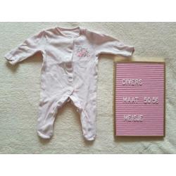 2x boxpakje / pyjamapakje roze/wit poesjes maat 50-56