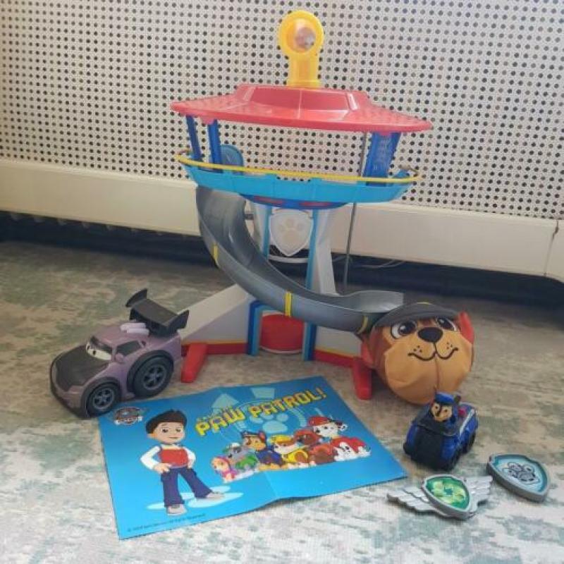 Paw patrol uitkijktoren met chase in auto, knuffel, cars