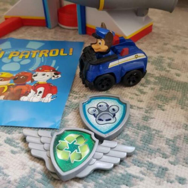 Paw patrol uitkijktoren met chase in auto, knuffel, cars