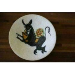 Vintage schaal, 32 cm, Afbeelding ezel