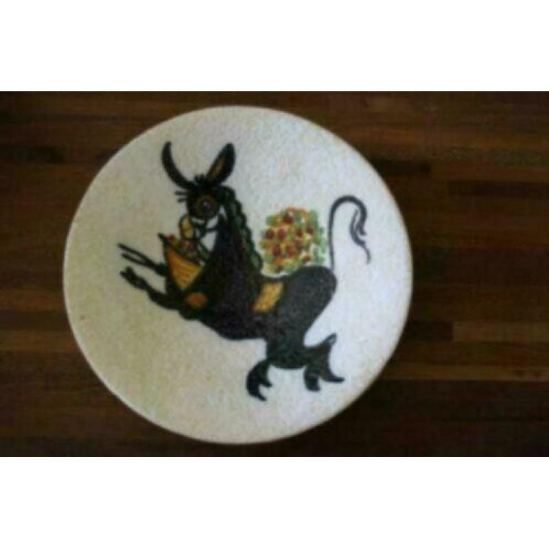 Vintage schaal, 32 cm, Afbeelding ezel