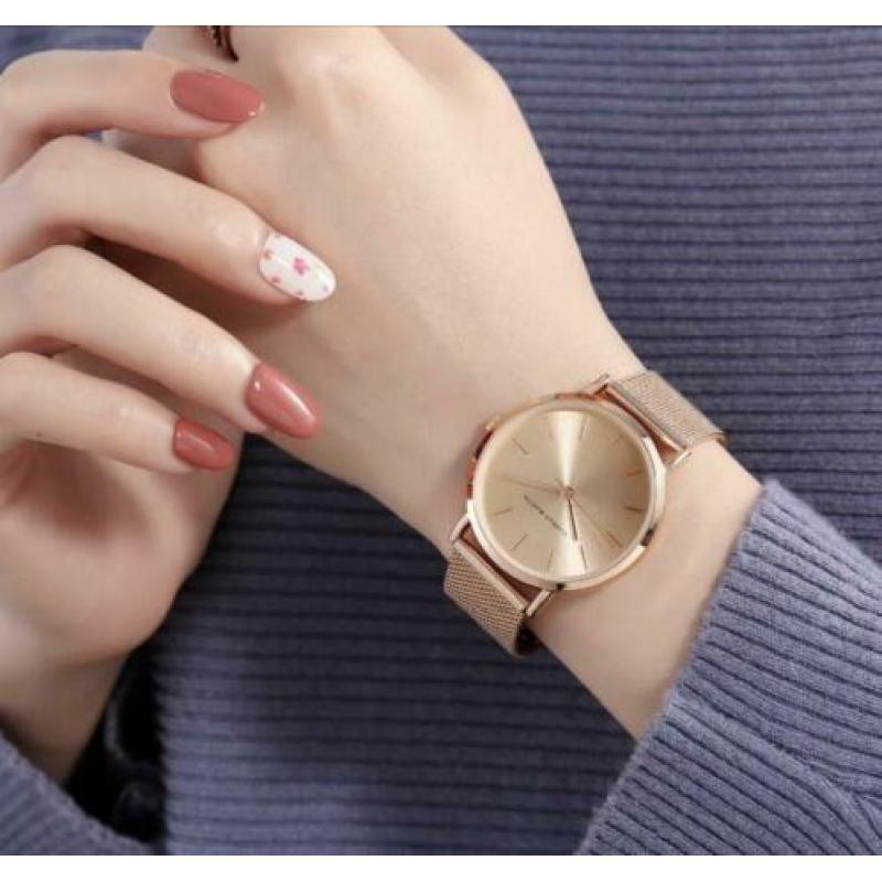 NIEUW: rosé en zilver kleurige dames horloge