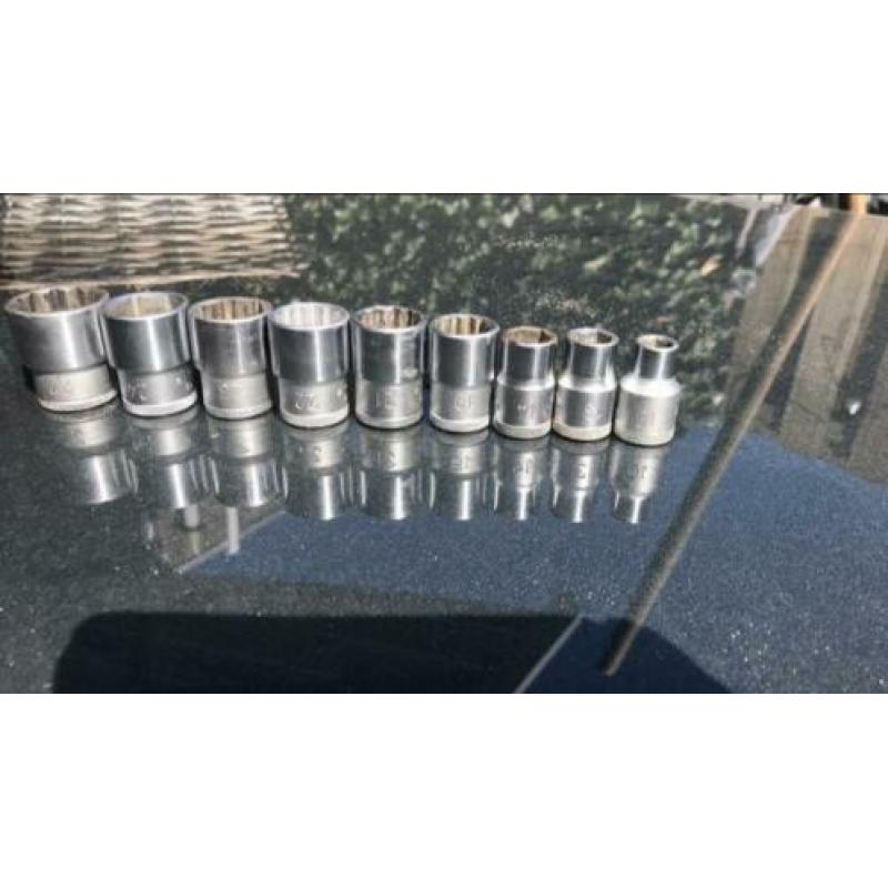 Gedore doppen 9 stuks 10/13/14/19/21/22/23/24/27