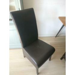 4 zwarte leren eetkamerstoelen