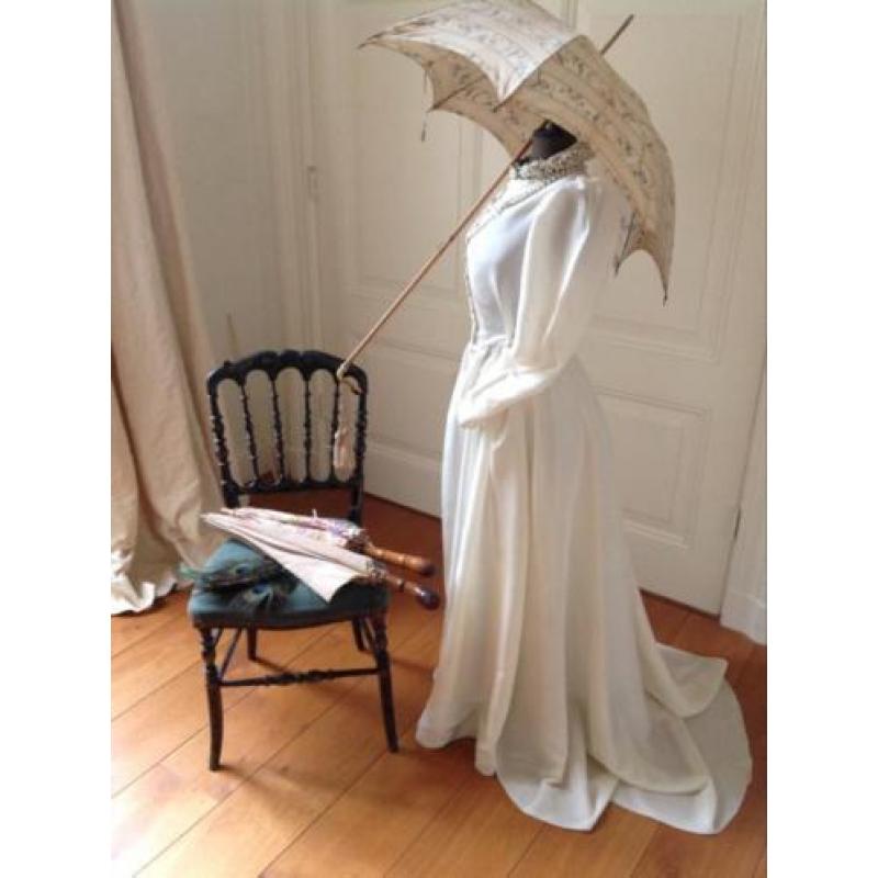 Antieke jurk oude Franse brocante trouwjurk sale!! 250.00