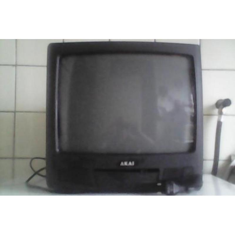 Te koop Akai draagbare kleuren televisie met beugel!