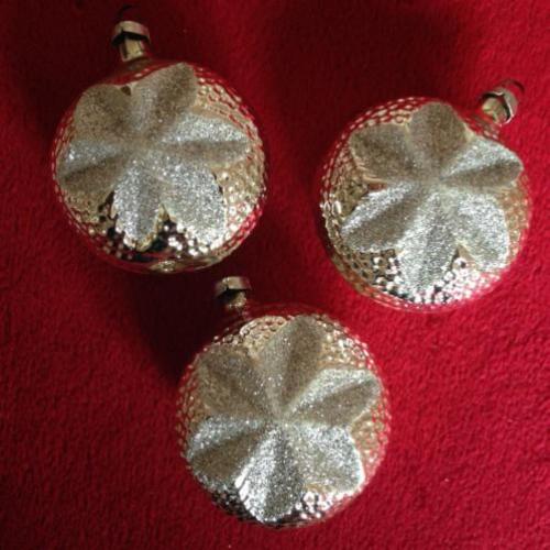 3 vintage glazen deukbal zilver ster kerst