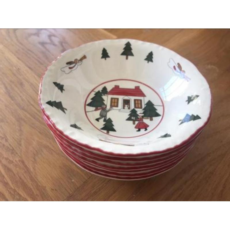 Mason's christmas village 1983 kerstservies papschaaltjes