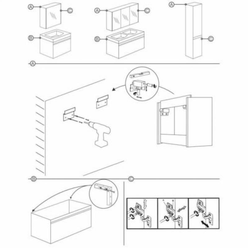 Badmeubelset Differnz Shout 60x49x45 cm Wit (Incl verlich...