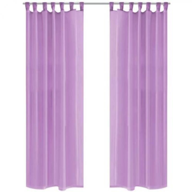 vidaXL Gordijnen voile 140x175 cm lila 2 st