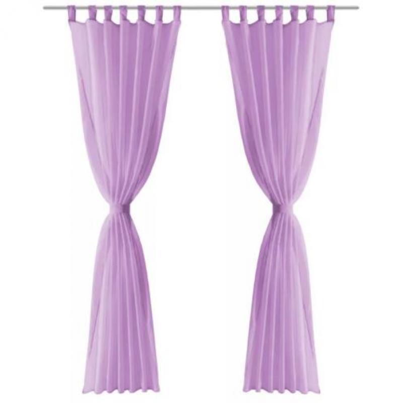 vidaXL Gordijnen voile 140x175 cm lila 2 st