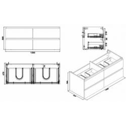 Vision losse onderkast dubbel+4 laden 120x47 wit