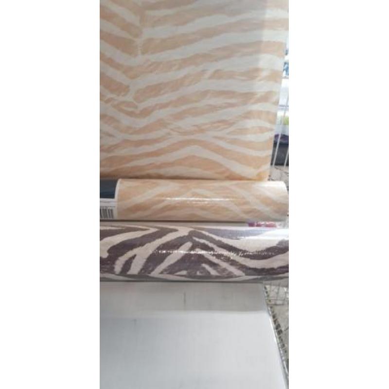 Behang zebra motief bruin en goud nieuw