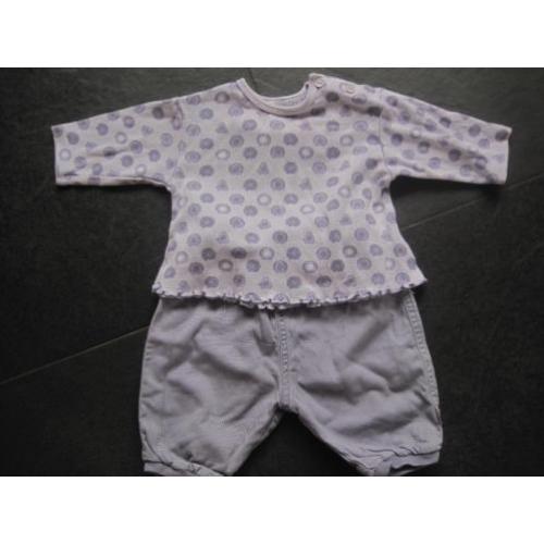MEXX Schattig lila setje ( broek en truitje ), maatje 50 /56
