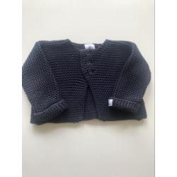 Klassiek vestje Petit Bateau donkerblauw 54 cm 0-3 maanden