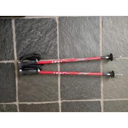 Leki Kinder wandelstokken rood. Uitschuifbaar tot 1,10m.